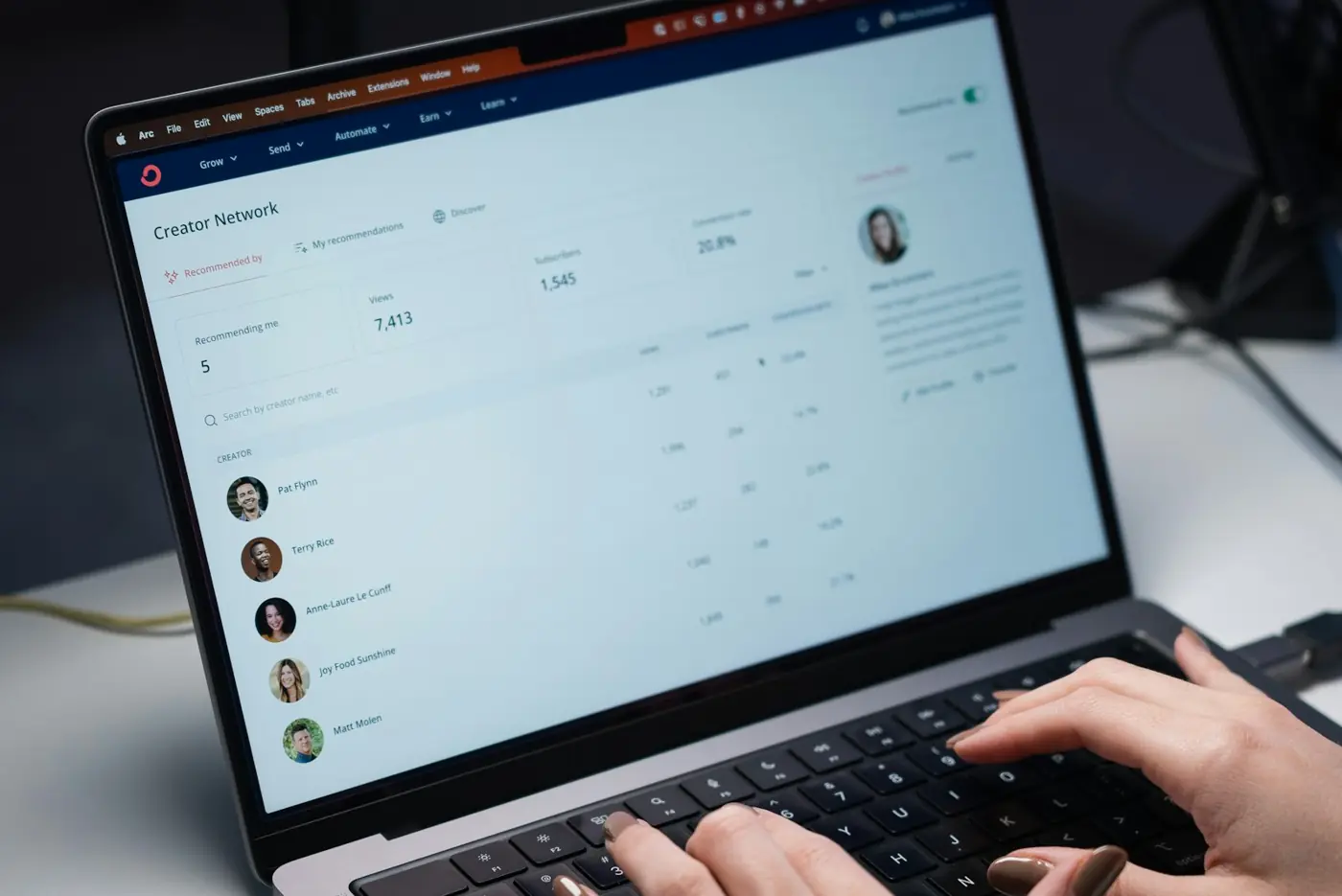 Someone working in an email marketing dashboard on a laptop